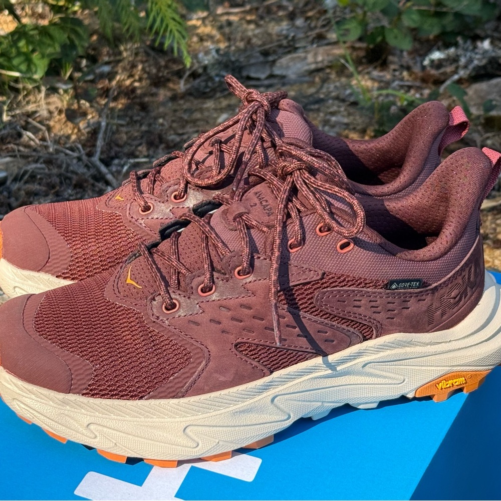 Hoka One One Women's Burgundy Trail Runner with Orange Accents